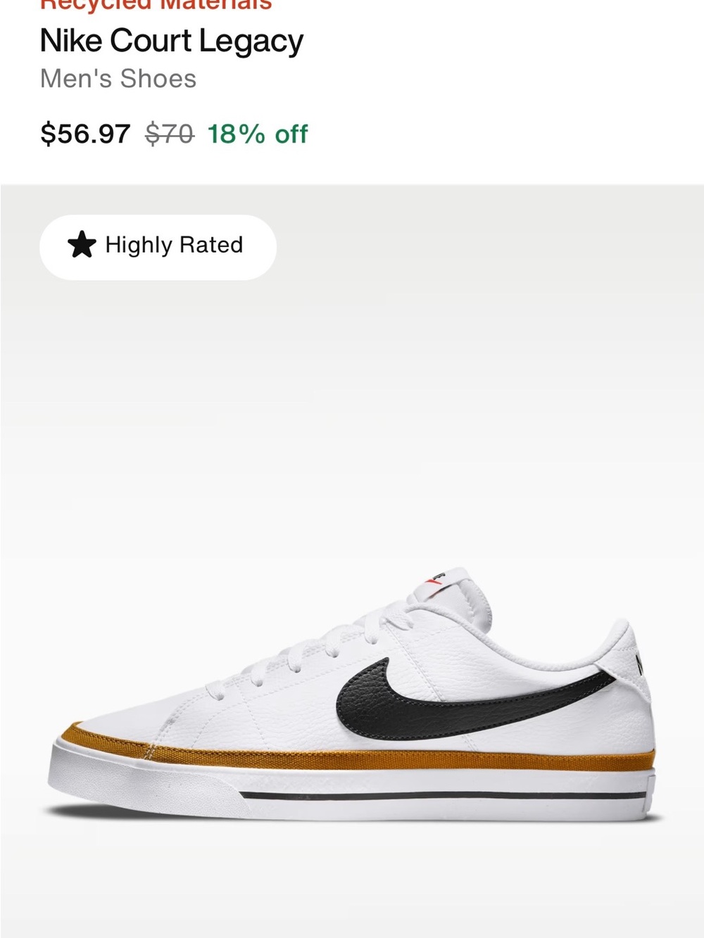 Nike Court Legacy Men's White / Black Casual Sneakers